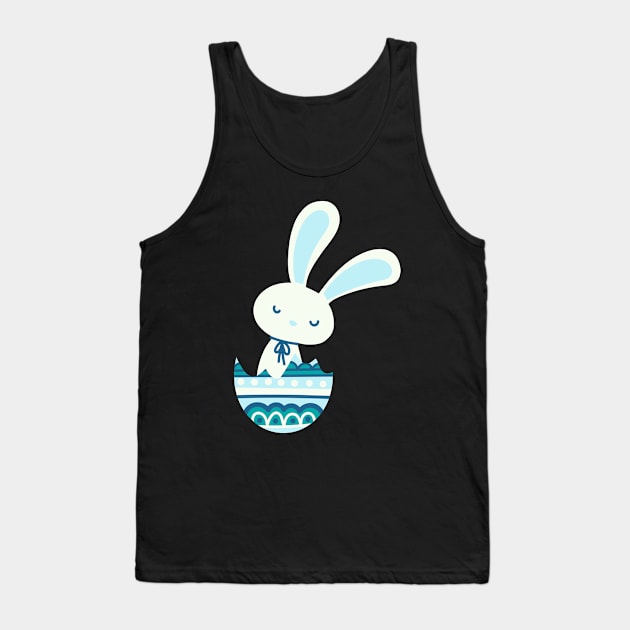 Easter rabbit in a pastel and dark blue egg shell. Tank Top by Kristalclick 